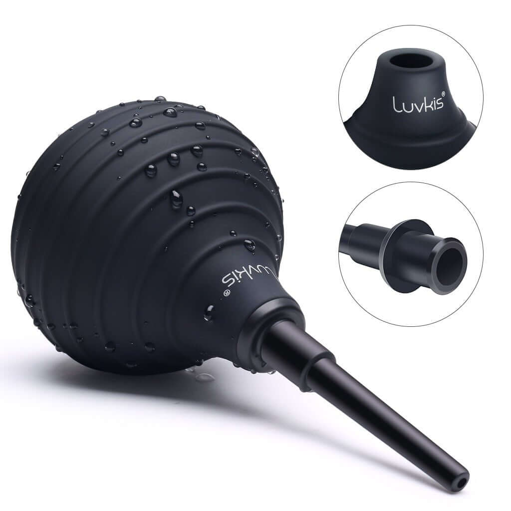 Anti Back-Flow Enema Douche for Men Women,Reusable Silicone, Easy-Squeeze - Luvkis