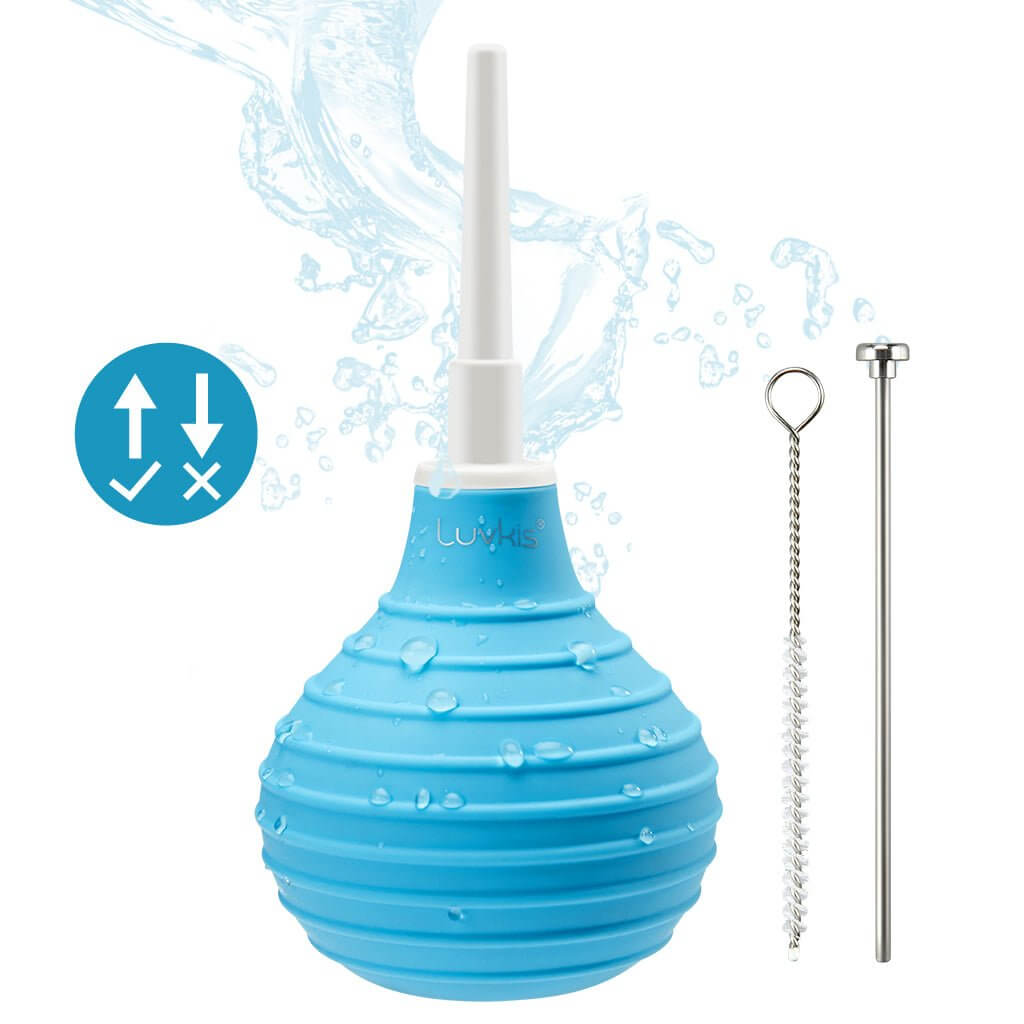 Anti Back-Flow Enema Douche for Men Women,Reusable Silicone, Easy-Squeeze - Luvkis