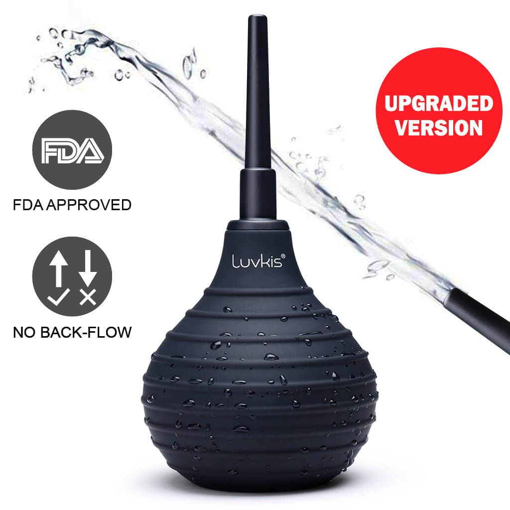Anti Back-Flow Enema Douche for Men Women,Reusable Silicone, Easy-Squeeze - Luvkis