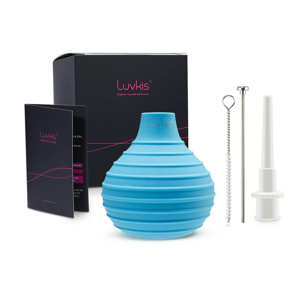 Anti Back-Flow Enema Douche for Men Women,Reusable Silicone, Easy-Squeeze - Luvkis
