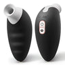 A Black Luvkis branded clitoral and nipple vibrator. The product has a sleek, ergonomic design with a prominent button and a contoured silicone tip for stimulation.