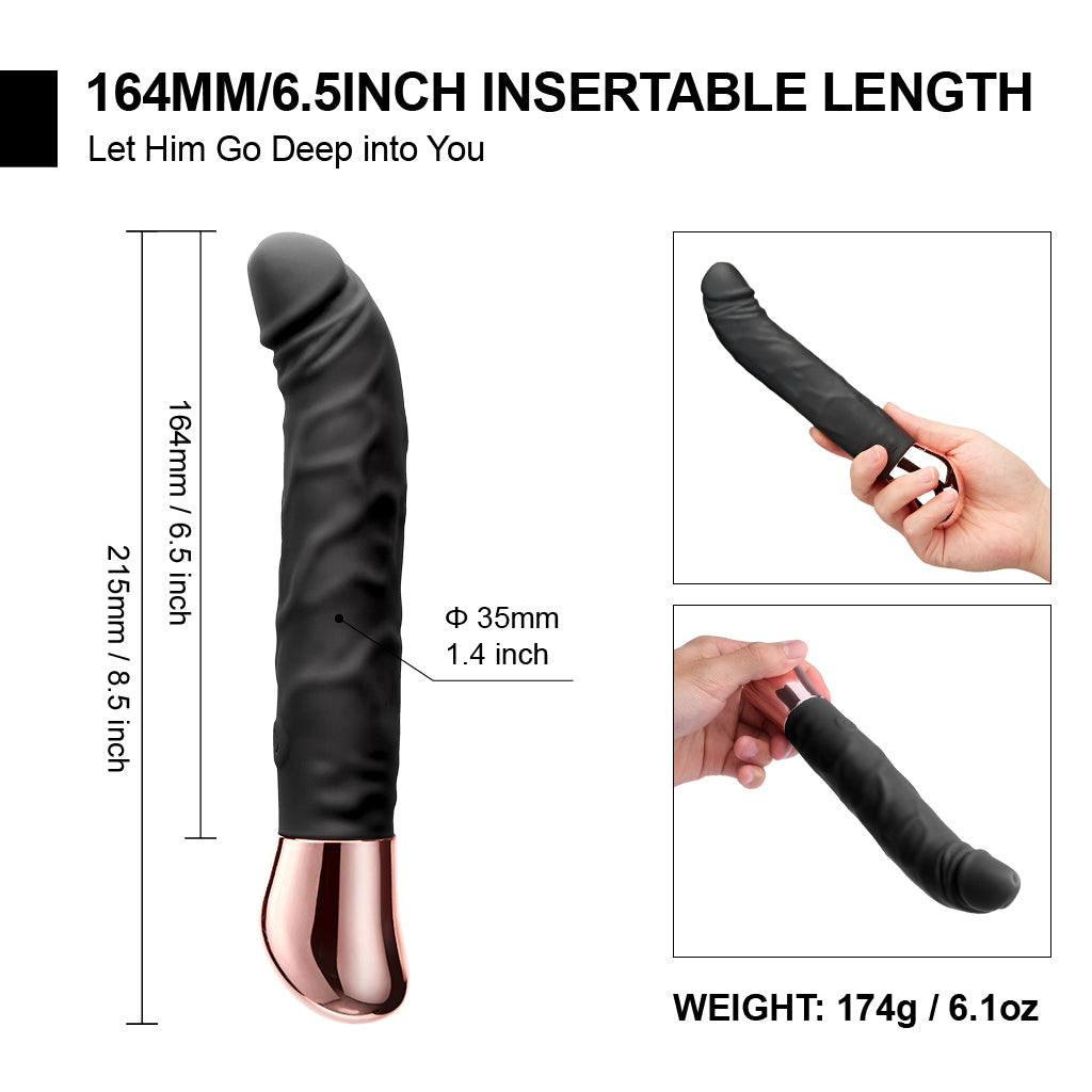 Luvkis Sex Toys 8.5 Inch Classic G Spot Vibrator, Realistic Dildo Vibrators with 10 Vibrating Modes, Waterproof Clitoris Vibrator Adult Toys, Silicone Dildos Female Sex Toy Sexual Pleasure Tools for Women (Black)