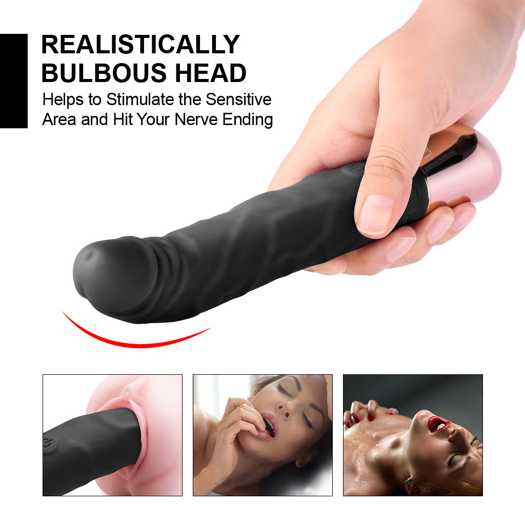 Luvkis Sex Toys 8.5 Inch Classic G Spot Vibrator, Realistic Dildo Vibrators with 10 Vibrating Modes, Waterproof Clitoris Vibrator Adult Toys, Silicone Dildos Female Sex Toy Sexual Pleasure Tools for Women (Black)