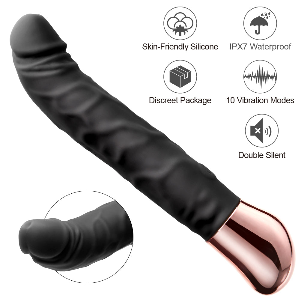 Luvkis Sex Toys 8.5 Inch Classic G Spot Vibrator, Realistic Dildo Vibrators with 10 Vibrating Modes, Waterproof Clitoris Vibrator Adult Toys, Silicone Dildos Female Sex Toy Sexual Pleasure Tools for Women (Black)