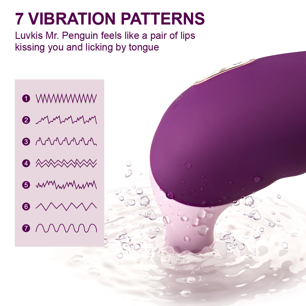 Luvkis Nipples Clitoral Licking Tongue Sucking Vibrator, Purple - Adult Sex Toys with dual-stimulation technology, 7 vibration modes, IPX7 waterproof design, USB rechargeable, and discreet shipping guaranteed.  