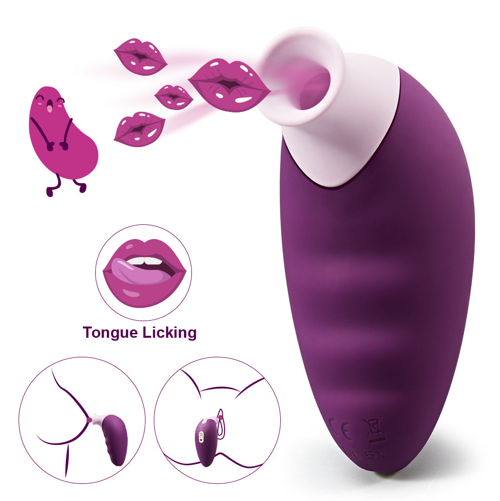 Luvkis Nipples Clitoral Licking Tongue Sucking Vibrator, Purple - Adult Sex Toys with dual-stimulation technology, 7 vibration modes, IPX7 waterproof design, USB rechargeable, and discreet shipping guaranteed.  