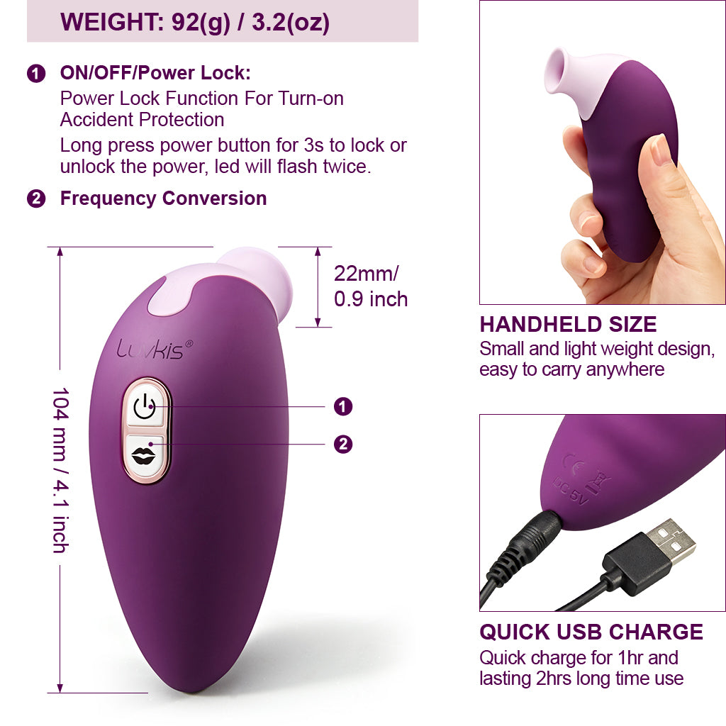 Luvkis Nipples Clitoral Licking Tongue Sucking Vibrator, Purple - Adult Sex Toys with dual-stimulation technology, 7 vibration modes, IPX7 waterproof design, USB rechargeable, and discreet shipping guaranteed.  