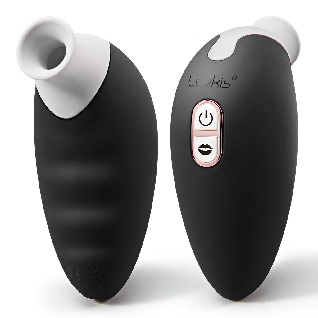 Luvkis purple quiet sucking vibrator with licking tongue feature, designed for clitoral and nipple stimulation. A waterproof, body-safe silicone pleasure toy for women and couples.
