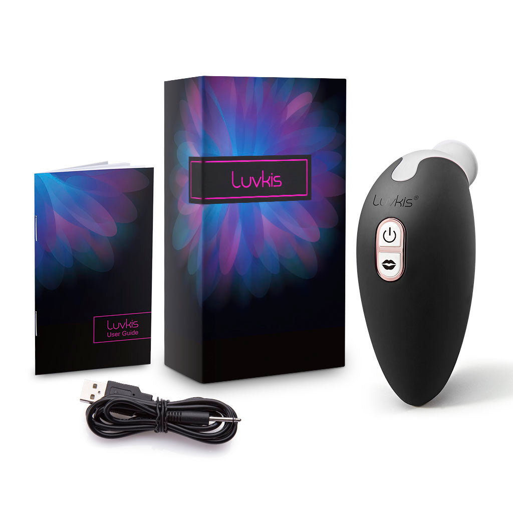 Luvkis purple quiet sucking vibrator with licking tongue feature, designed for clitoral and nipple stimulation. A waterproof, body-safe silicone pleasure toy for women and couples.