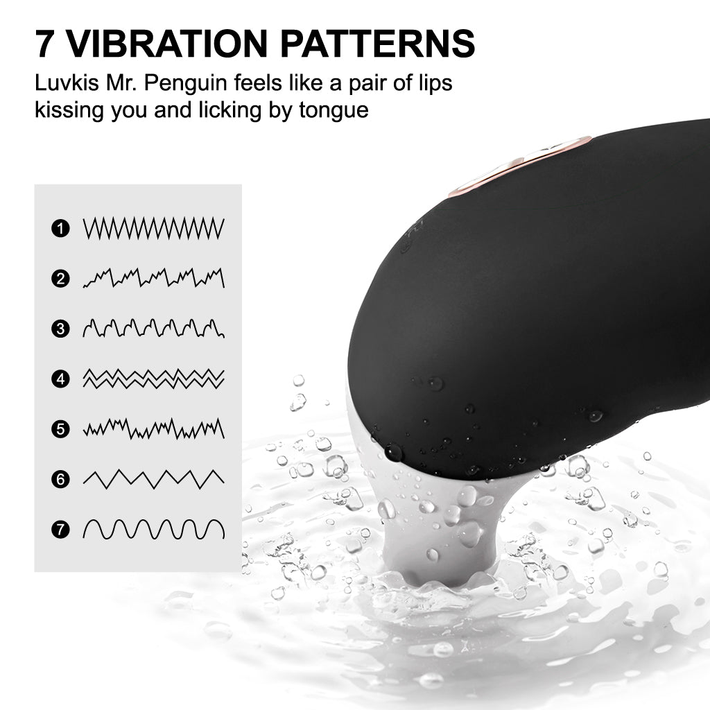 Luvkis purple quiet sucking vibrator with licking tongue feature, designed for clitoral and nipple stimulation. A waterproof, body-safe silicone pleasure toy for women and couples.