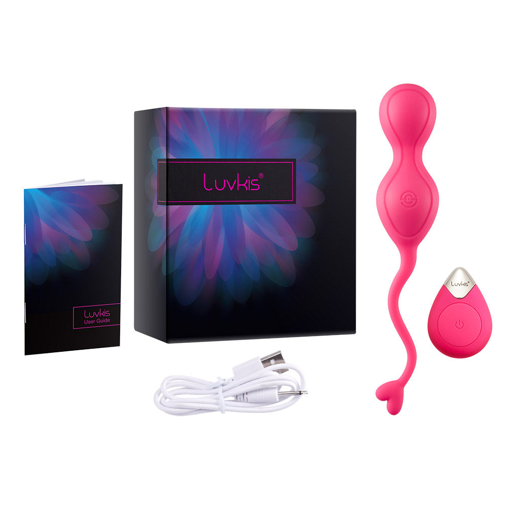 Luvkis Kegel Ben Wa Balls for Women Tightening Exercise, Remote Control Pelvic Floor Exercise Devices, Control with Training for Vaginal Tightening, Silicone Female Sex Toy Sexual Pleasure Tools, Rose Red