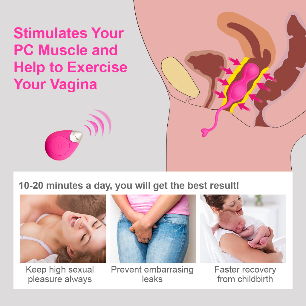 Luvkis Kegel Ben Wa Balls for Women Tightening Exercise, Remote Control Pelvic Floor Exercise Devices, Control with Training for Vaginal Tightening, Silicone Female Sex Toy Sexual Pleasure Tools, Rose Red