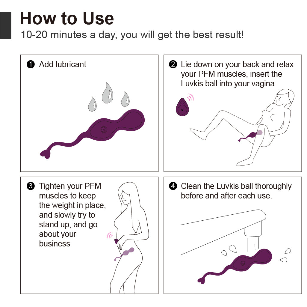 Luvkis Kegel Ben Wa Balls for Women Tightening Exercise, Remote Control Pelvic Floor Exercise Devices, Control with Training for Vaginal Tightening, Silicone Female Sex Toy Sexual Pleasure Tools, Purple