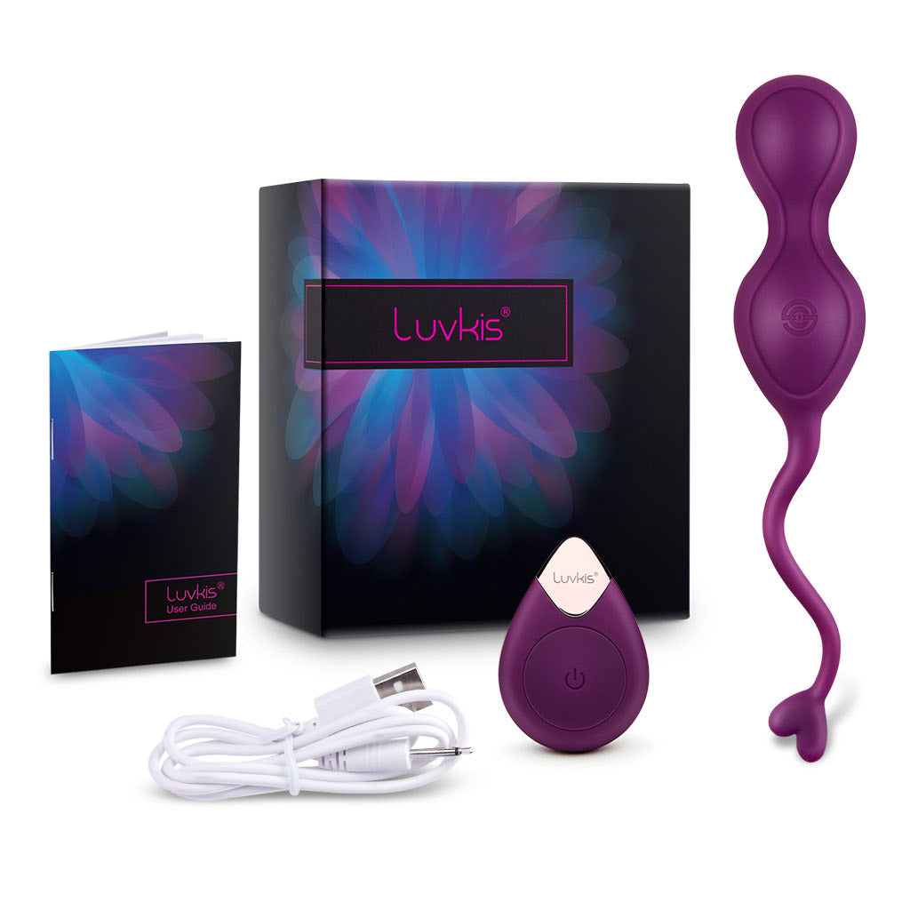 Luvkis Kegel Ben Wa Balls for Women Tightening Exercise, Remote Control Pelvic Floor Exercise Devices, Control with Training for Vaginal Tightening, Silicone Female Sex Toy Sexual Pleasure Tools, Purple