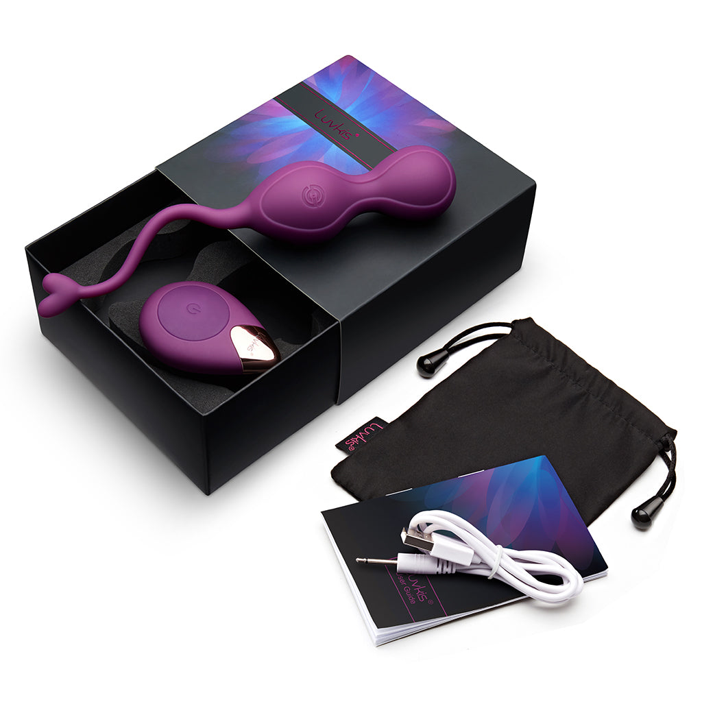 Luvkis Kegel Ben Wa Balls for Women Tightening Exercise, Remote Control Pelvic Floor Exercise Devices, Control with Training for Vaginal Tightening, Silicone Female Sex Toy Sexual Pleasure Tools, Purple