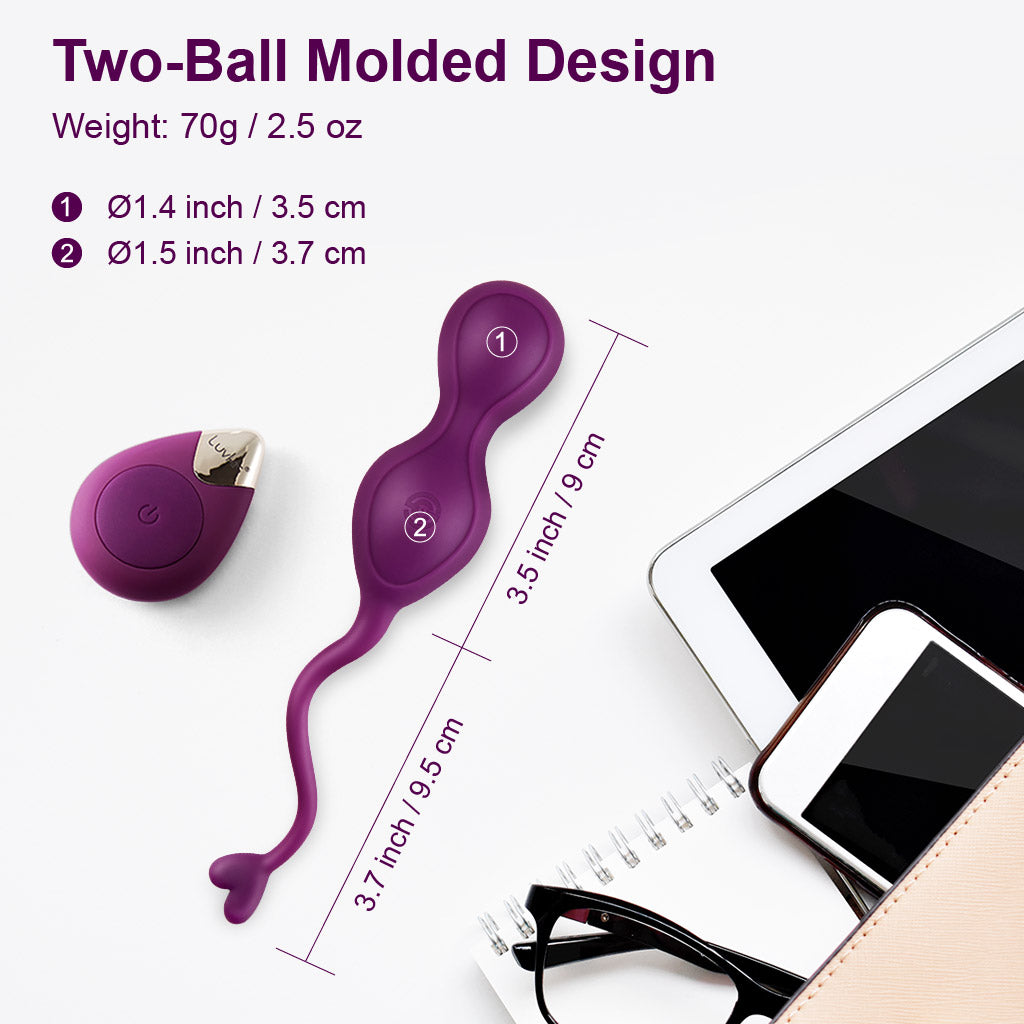 Luvkis Kegel Ben Wa Balls for Women Tightening Exercise, Remote Control Pelvic Floor Exercise Devices, Control with Training for Vaginal Tightening, Silicone Female Sex Toy Sexual Pleasure Tools, Purple