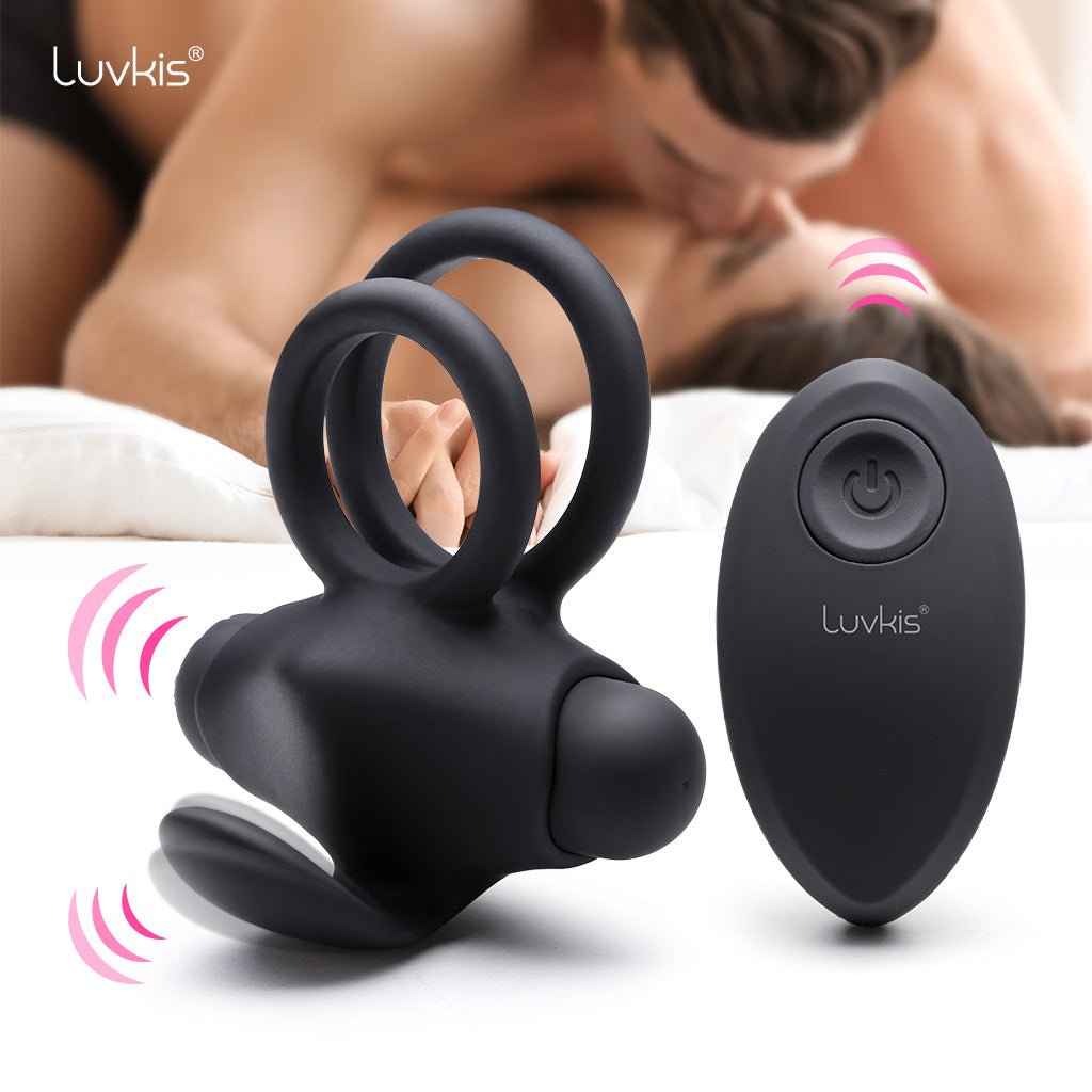 Cock ring vibrating dual penis rings male enhancing adult toys double cock ring - Luvkis
