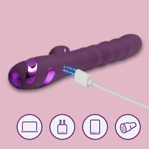 Thrusting Dildo Rabbit Vibrator Clit Sucking G-Spot Vibrator Toys for Women - Luvkis