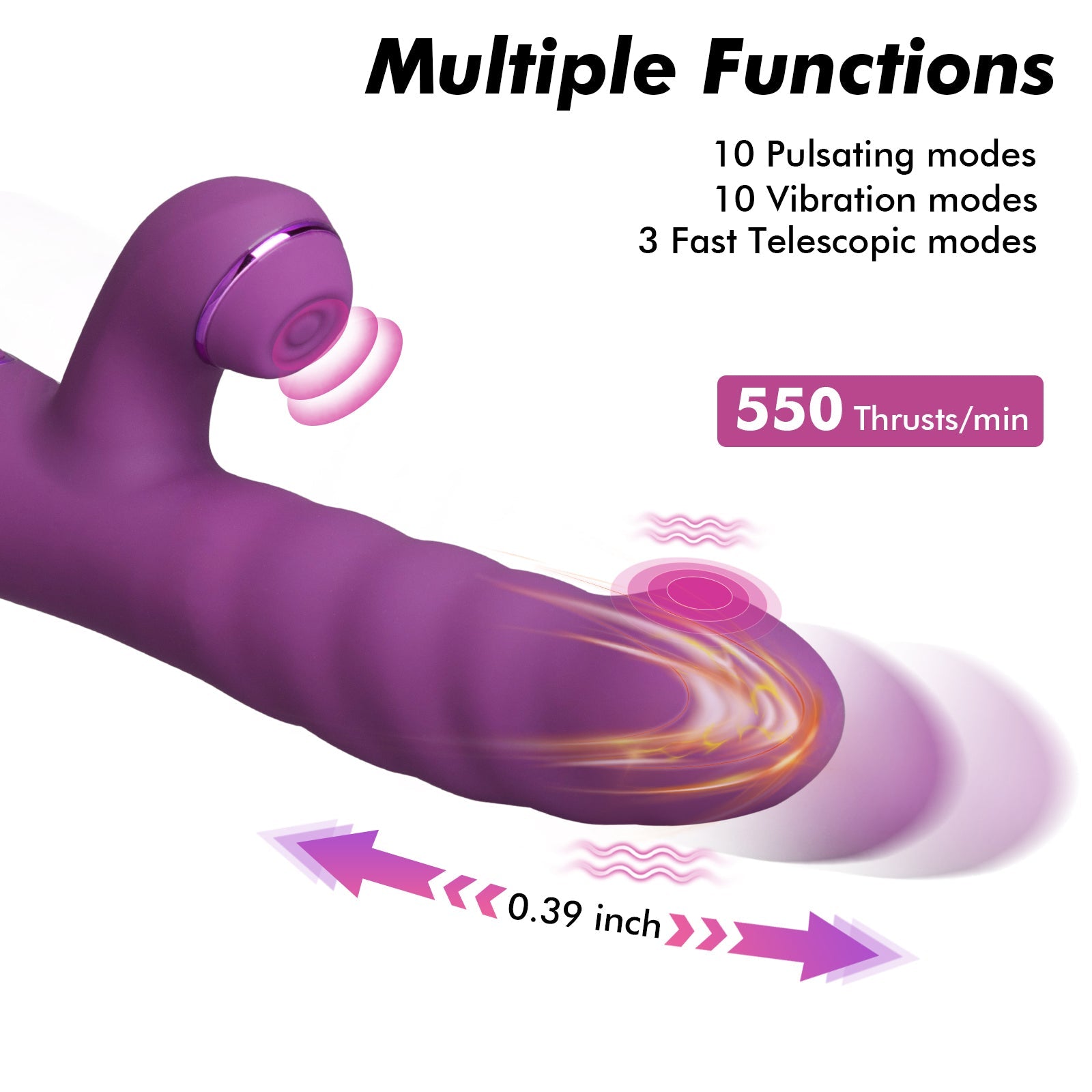 Thrusting Dildo Rabbit Vibrator Clit Sucking G-Spot Vibrator Toys for Women - Luvkis